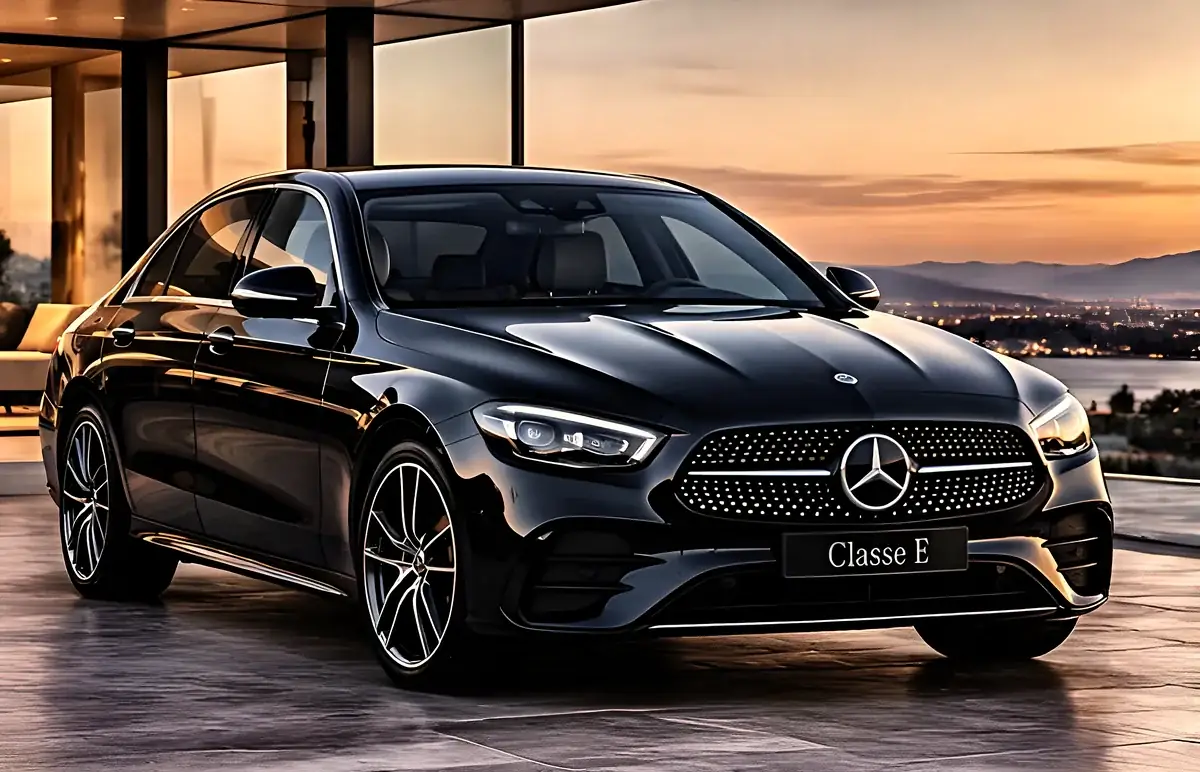 Mercedes Classe E MYVTC à l'arrivée à l'aéroport de Nice